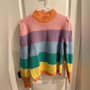 Free the Roses Multicolor Striped Turtleneck Sweater
